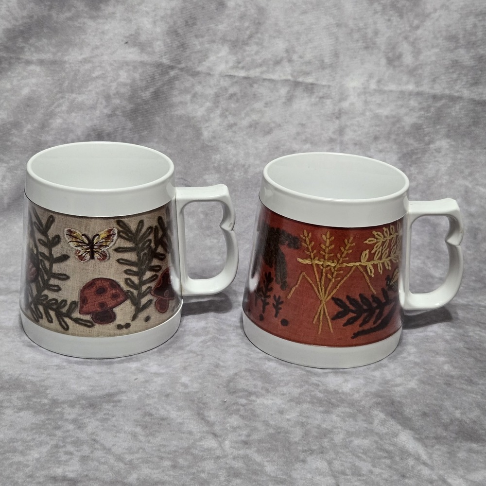 Thermoserve Thermo-Sew Embroidery Mugs Flowers Bees‎ Mushroom Butterfly  Retro